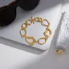 Elegante e Discreto Estilo Clássico Pulseira com Fecho de Garra em Aço Inoxidável e Ouro 18K, Joias de Luxo Leve de Alta Qualidade, Acessórios de Nicho Transfronteiriços