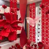 Set de Decoración de Habitación de Boda con Flores de Papel Crepé de Mariposa para la Boda de la Novia, Nueva Decoración Estilo Chino, Decoración de Pared de Fondo con Caracteres de Doble Felicidad