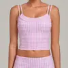 Arena Otoñal Estampado Retro Bloques de Color Rayas Ropa Deportiva Halter Falso Dos Piezas Cintura Ceñida Moldeador Tanque de Yoga para Mujer 1179