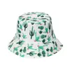 2022 Nuevo Sombrero de Pescador Plegable de Doble Uso con Forma de Cubeta para el Sol con Diseño de Cactus para Mujer