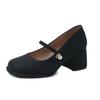 Zapatos Mary Jane de tacón alto estilo francés para mujer, primavera 2025, nuevos zapatos de vestir de noche que combinan con todo, elegantes zapatos de tacón grueso de una sola capa.