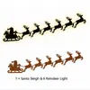 Decoración de Pared de Madera de Papá Noel y Reno con Trineo para Navidad Adhesivo sin Taladro Autoadhesivo Silueta Decoración de Pared