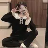 Pijama estilo coreano de primavera y verano para mujer, cárdigan de manga larga de celebridad de internet, traje fino para el hogar de otoño e invierno