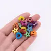Cuentas Planas con Agujero de Aleación Lacado Incrustadas de Diamantes Corazón Flor Estrella Mariposa Pulsera DIY Llavero Accesorios