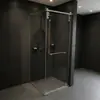 Cabina de ducha con puerta corredera interior sin marco, mampara de separación de baño de vidrio templado corredera interior minimalista, personalizable