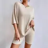 Amazon Transfronterizo 2025 Conjunto de Pijama Casual de Manga Corta con Cuello Redondo y Shorts Estilo Europeo y Americano para Verano, Se Puede Usar Afuera