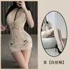 Lingerie Sexy com Renda em V Profundo, Saia Bodycon Transparente, Uniforme de Secretária, Estilo Puro Desejo, Pijama que Não Tira 6543