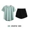 Conjunto Esportivo de Secagem Rápida e Respirável para Mulheres no Verão, Gola Redonda, Ajuste na Cintura, Camiseta Fitness Yoga Slim Fit, Conjunto de Duas Peças com Shorts de Corrida