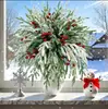 Corona de Navidad Centelleante Transfronteriza Guantes de Navidad Guirnalda Brillante Copos de Nieve Afelpados Hojas de Pino Bayas