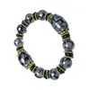 Pulsera de Ágata con Cuentas de Nueve Ojos de Xizang Patrón de Dragón Cuentas de Tres Ojos Cuentas para Juego Cultural de Hombres y Mujeres Pulsera de Ojos Verdes