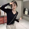 Suéter de punto de manga larga para mujer para otoño e invierno, nuevo jersey ajustado para primavera y otoño, elegante camisa básica para principios de otoño