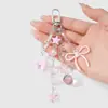 Nuevo Ins Creativo Lindo Dulce Rosa Estrella de Mar Lazo Fresa Diamante de Imitación Llave Llavero DIY Colgante de Bolso