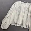 2026 Nanyou Top de Lino de Alta Calidad Estilo Francés Fresco y Dulce Bordado Pesado Hueco Plisado tipo Acordeón