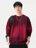 Ropa para Hombre Fengshe / Sudadera Pesada de 360 g para Hombre, Primavera y Otoño, Lavado Degradado, Estampado Casual Americano, Cuello Redondo, Manga Larga