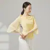 Blusa de Gasa Clásica con Cuello Fluido, Top de Malla, Conjunto de Práctica de Danza China, Disfraz de Danza de Malla Etéreo