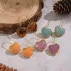 Brincos de Coração de Resina Casuais e Doces Multicor Dia dos Namorados Versáteis Brincos Dopamina Joias para Mulheres Aço Inoxidável