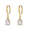 Moda Transfronteiriça Europeia e Americana Acessível Luxo Elegantes Brincos Geométricos Joias Aço Inoxidável Banhado a Ouro 18K Brincos de Zircônia Gota d'Água