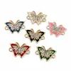Pingente duplo de borboleta com gota de óleo cravejado de diamantes pode ser combinado para vendas transfronteiriças. Acessórios de pingente para pulseiras e colares, DIY, direto do fabricante
