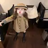 Gabardina para Niña Ropa de Abrigo 2026 Otoño Nuevo Estilo Niña Solapa Retro Top Casual Abrigo Estilo Británico para Bebé
