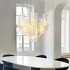 Lustre de Vidro Nuvem de Luxo Leve Italiano Estilo Francês Creme Lâmpadas para Sala de Estar Modernas Simples Atmosféricas Lâmpadas para Sala de Jantar de Villa