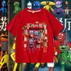 Camiseta de Manga Curta de Verão Respirável para Meninos Desenho Pizzy's Parlor Sushi Restaurant Solta Gola Redonda