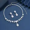 Conjunto de Colar e Brincos Prata de Alta Resistência, Conjunto Luxuoso de Alta Resistência Leve, Conjunto de Noiva com Zircônia, Estilo Clássico