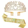 Reina del Cumpleaños Europea y Americana ama Corona de Cumpleaños cinta colorida correa para el hombro juego de suministros para fiestas