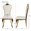 2025 Nova Cadeira Francesa para Banquete Design Elegante Cadeira de Jantar Cadeira de Couro com Encosto Alto Evento de Hotel Banqueta de Aço Inoxidável