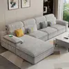Sofá Nuevo de Tela Chenille de Algodón y Lino de Alta Gama Nórdica, Sofá Moderno Minimalista para Sala de Estar para Apartamentos Grandes y Pequeños, Sofá de Tela con Chaise Longue