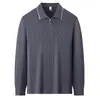 Camisa polo de manga larga con cuello acanalado jacquard para hombre, nuevo modelo de otoño 2026, camiseta casual de color liso con media cremallera para hombre