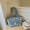 Bolso de lona con estampado de letras y múltiples bolsillos, modelo nuevo 2026, bolso de mano de alta gama, bolsa de compras, bolso de hombro, bolso de mano para el día a día