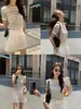 Bonito Fin de Semana Camiseta Básica de Rayas Blancas y Negras de Manga Corta para Mujer Verano Holgada Casual Adelgazante Top de Punto