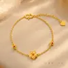 Nuevo Pulsera de Flor de Durazno Pequeña Incrustada con Diamantes de Oro Arena China para Mujer Pulsera de Flor Exquisita de Lujo Ligero Joyería de Oro Imitación Venta al por Mayor