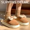 Novas Pantufas de Algodão com Laço de Pelúcia de Inverno da Fábrica Original para Mulheres, Uso Casual ao Ar Livre, Pantufas para Casa, Quentes e Confortáveis