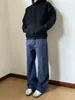 Calça Jeans Bootcut Retrô Azul Masculina Outono/Inverno Lavada Cleanfit Cintura Alta Americana Micro-Flare Cargo