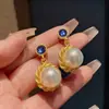 Brincos de Pérola em Círculo de Resina Medieval para Mulheres Estilo Metal Retro Francês Luxo Leve Brincos de Alta Qualidade Brincos Atacado