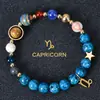 Multi-Win Joyería Pulsera de Constelaciones Azules Piedra Azul 8mm Piedra Natural Pulsera de Perlas de Ocho Planetas Venta al por Mayor