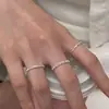Anillo de Plata de Ley S925 Tiqi Estilo Coreano Moda Anillo Abierto Retorcido Cruzado para Mujer, Simple Punto de Perla Doble Capa Apilable Tendencia