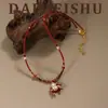 Collar Original de Caballo de Carrusel Esmaltado Rojo de Moda, Estilo de Lujo Ligero de Nicho de Gama Alta, Cadena Clavicular Versátil para Mujeres