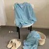 Pijama a rayas de bloques de color estilo coreano para mujer, conjunto de manga larga para primavera y otoño, ropa de estar de algodón nube, adecuado para usar en el exterior, venta al por mayor para ventas transfronterizas