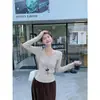 Nuevo cárdigan de punto para otoño, camiseta base para mujer para principios de otoño e invierno, top suéter ajustado