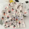 Estilo Mismo de Transmisión en Vivo de Douyin Gato KT Algodón Nube Pijama para Mujer Verano Lindo Dulce Manga Corta Pantalones Cortos Conjunto de Ropa para el Hogar