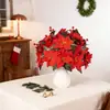 Ramo de Flores de Navidad Artificiales Transfronterizo de 5 Ramas con Bayas Rojas y Hojas para Decoración de Florero en Casa, Arreglo Floral para Escena de Fiesta Navideña