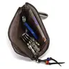 Bolsa para Llaves de Cuero de Primera Capa Curtido Vegetal para Mujer Hecha a Mano Piel de Vaca Lavada Estilo Retro Cremallera Bolsa para Llaves de Coche Hombre