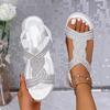 Sandalias de Verano 2025 de Talla Grande Transfronteriza con Pedrería para Mujer Cómodas de Tacón de Cuña Punta Abierta Romanas con Banda Elástica