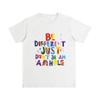 Camiseta de Verano para Mujer de Manga Corta de Algodón 100% Estilo Coreano con Estampado de Letras Graffiti Hombro Derecho Cuello Redondo Slim Básica
