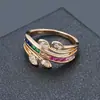 Amazon venta caliente transfronteriza accesorios joyería arcoíris anillo de circón de moda elegante anillo de mujer pulsera
