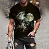 Amazon Transfronterizo Estilo Europeo y Americano Moda Creativa Impresión Digital 3D Sudadera de Moda para Hombre Cuello Redondo Manga Corta