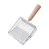 Pá para caixa de areia de gato com design original em metal, conjunto de pás para caixa de areia com cabo de madeira grande e base em cores de bala, pá para fezes de gato