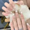 Arte de Uñas de Perlas Estilo Francés Transfronterizo Mariposa Rubor Dulce Brillo Uñas Portátiles para Estudiantes Pegatinas de Uñas Postizas Producto Terminado